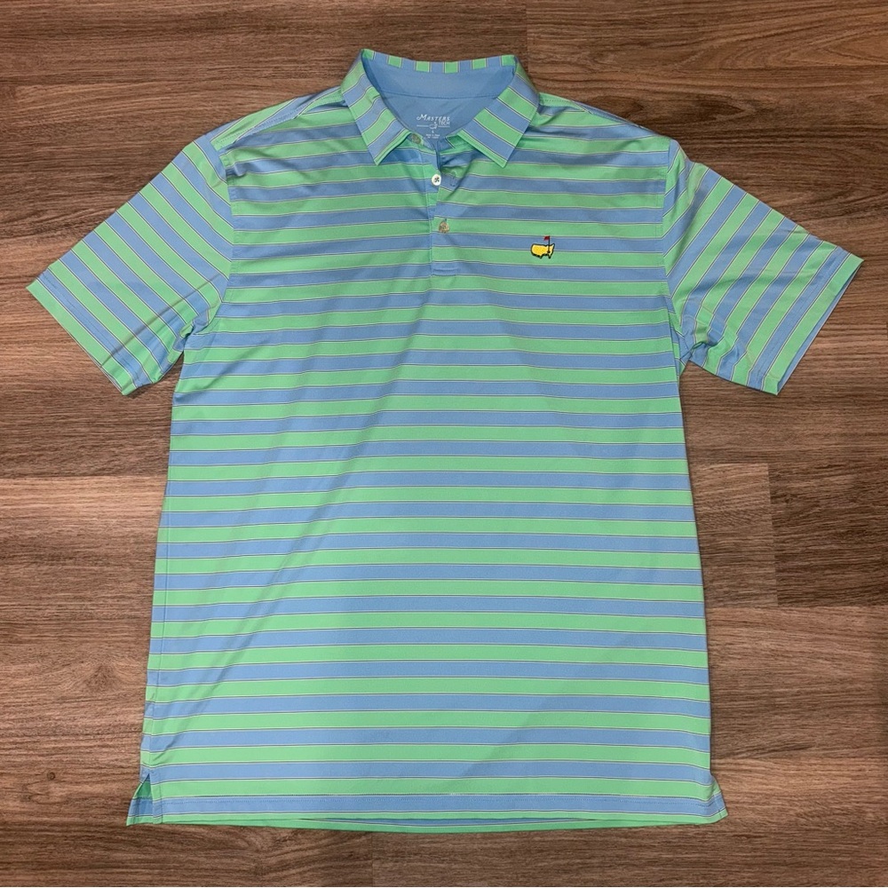 Masters Tech Performance Blue/Green Striped Men’s… - image 1